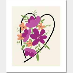 Heart Bouquet of Flowers Posters and Art